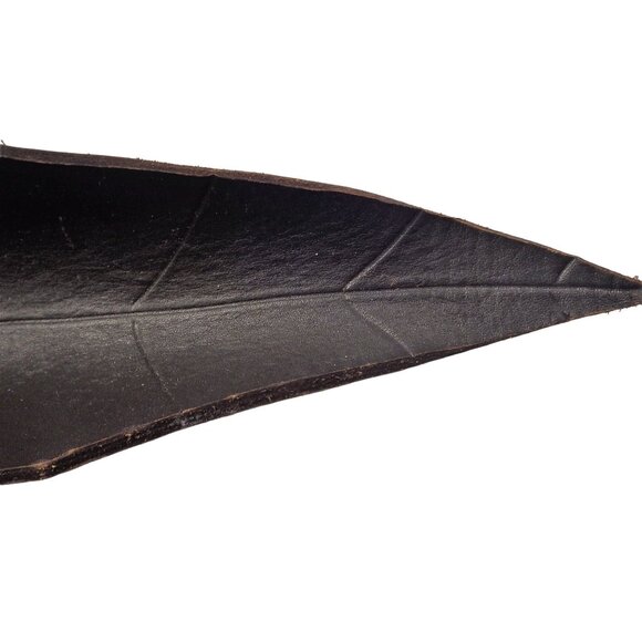 Leather Leaf Shaped Tray Brown Centerpiece Artisan Autumn Fall Thanksgiving - Picture 5 of 7